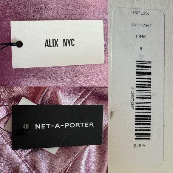 NWT ALIX NYC Jay Vegan Leather Straight-Leg Pants in Pink Size: 8 - Picture 13 of 17